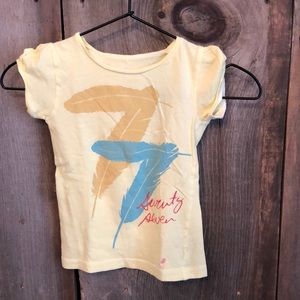 77kids Feather Graphic Tee Yellow Size 3 Girls